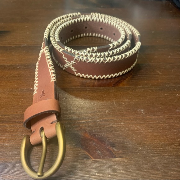 Frye Women’s Brown With Contrast Stitching Detail Belt Size M - Picture 5 of 8